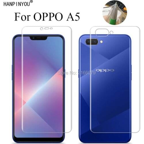 For OPPO A5 6.2" Soft TPU Front Back Full Cover Screen Protector Transparent Protective Film + Clean Tools