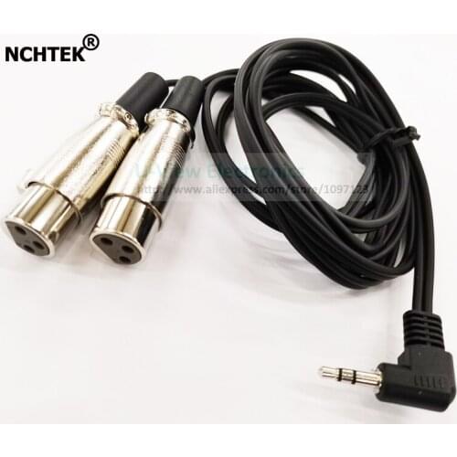 NCHTEK Microphone Dual XLR 3Pin Female to Right Angled 90 Degree 3.5MM TRS Splitter Extension Cable 1.8M/Free Shipping/5PCS
