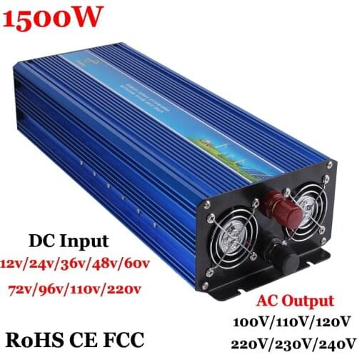1500W 60V/72V/96V/110V/220VDC to 110V/220VAC Off Grid Pure Sine Wave Single Phase Solar or Wind Power Inverter,Surge Power 3000W
