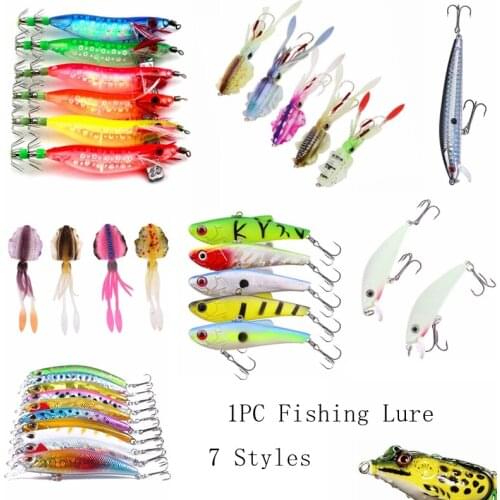 1PC Fishing Lure Soft Artificial Baits Squid Jig Fishing Lures Minnow Hard Fishing Hooks Frog Octopus Floating Crank Bait