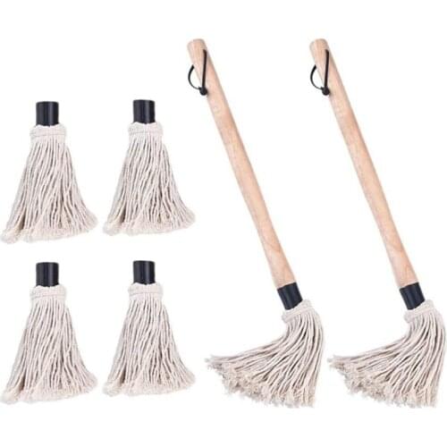 Grill Mop Brush BBQ Grill Brush Wood Sauce Mop Brush Long Handle Barbeque Mopping Brush Basting Brush for Grilling,Wings