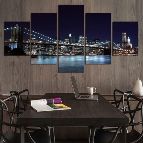 Modern City View Landscape Painting Beautiful Modern Bridge Picture Wall Art Decor Painting Printed On Canvas