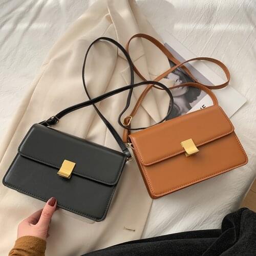Fashion Casual Retro PU Leather Solid Crossbody Bag For Women 2021 Summer Shoulder Envelope Purse Totes Ladies Handbags