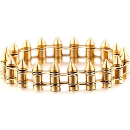 Unisex titanium steel bullet nail bracelet punk style jewelry