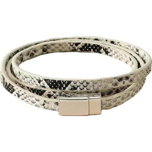 Women Top Multilayer Snakeskin Grain Faux Leather Bracelet Fashion Winding Snakeskin For Female Charm Bracelet Jewelry Gift