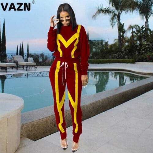 VAZN 2020 Top Quality Regular Free Fancy Young Tracksuits Daily Casual Full Sleeve Group Long Pants Slim Women 2 Piece Set