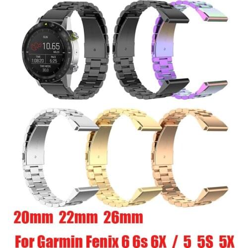 50pcs 20/22/26MM Stainless Steel Strap for Garmin Fenix 6X 6 5 5X Plus Quickfit install Metal Watch Bands Fashion Watch Straps