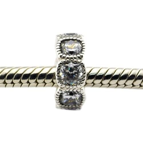 Alluring Cushion Spacer Charm Genuine 925 Sterling Silver Fits Pandora Bracelet Beads for Women Jewelry DIY Making kralen F440
