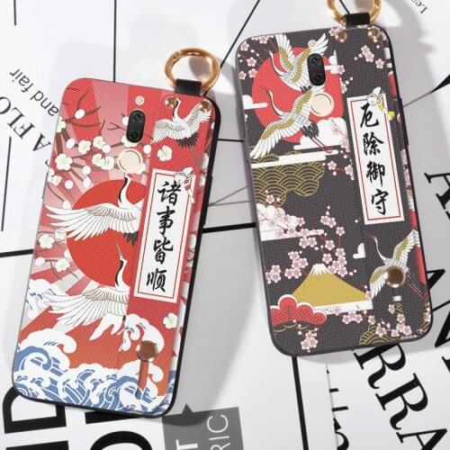 Phone Holder Case For Huawei Mate 9 Pro 10 Lite P10 Plus Birds Crane Wrist Strap Case For Huawei Nova 2i 2 3 3i 3E 4 4E
