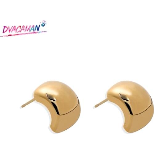 Dvacaman Korean Simple Geometric C Shaped Copper Stud Earrings for Women 2020 Jewelry Gold Color Chic Statement Earrings Gifts