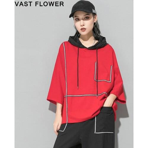 Plus Size Striped Tshirt Women Fashion Hooded Collar Batwing Sleeve Loose Casual Clothes Tee Shirt Femme Tops Spring Autumn 2021