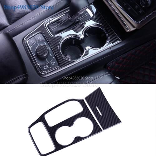 Chrome/Carbon Fiber Gear Water Cup Holder Panel Cover Trim For Jeep Grand Cherokee 2016 2017 2018 2019 Car Styling Accessories