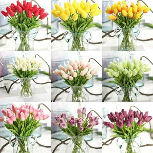 Artificial Flowers Mini Pu Tulip Simulation Flower Wedding Fake Flower Home Decoration Flower Simulation Plant Wedding декор 1pc