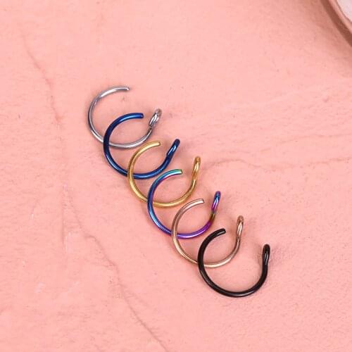 1Pcs Stainless Steel Fake Nose Ring Hoop Septum C Clip Lip Ring Earring for Women Fake Piercing Body Jewelry Non-Pierced