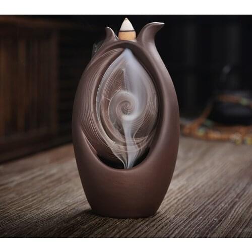 Creative Backflow Incense Burner HandMade Ceramic Waterfall Smoke Incense Burner Censer Holder Mothers Gift Home Decor