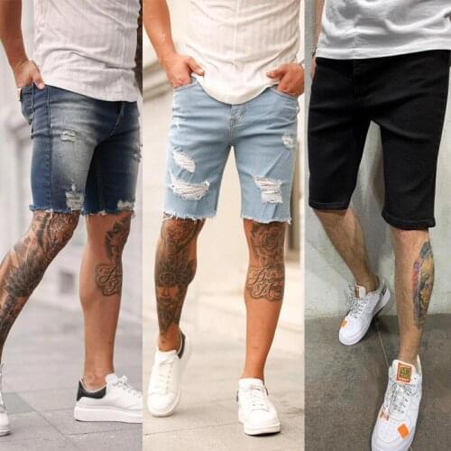 Summer denim shorts Men hole Slim Skinny jeans men fashion Streetwear Brand clothes mens Hip hop jeans
