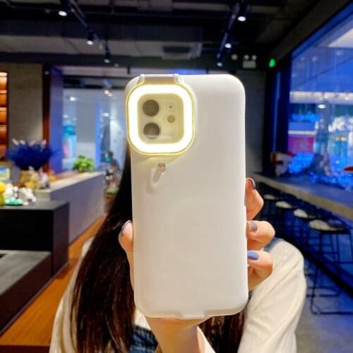 Fashion Light Fill Light Selfie Beauty Ring Flash Phone Case Cover For iPhone 12 11 Pro XS Max XR X 8 7 6 6S Plus Selfie Funda