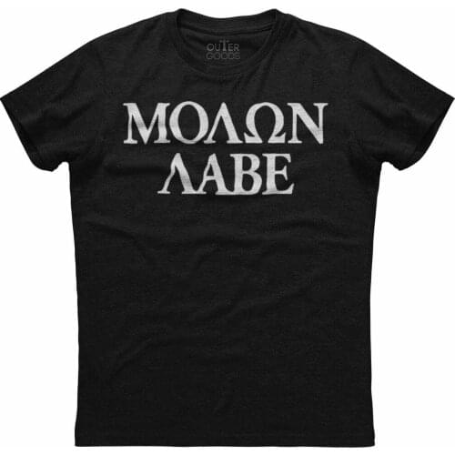 Molon Labe, Distressed Letter Printed T-Shirt. Summer Cotton O-Neck Short Sleeve Mens T Shirt New S-3XL