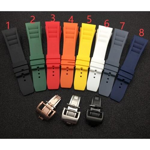 Sweatproof Fashion Durable Round Hole Colored Soft Silicone Strap For Richard Mille 25mm Watch Replacement Waterproof Watchbands