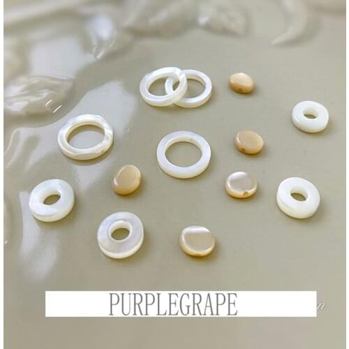 Natural shell material white shell ring straight hole oval beads DIY earrings antique hairpin headdress bracelet accessories