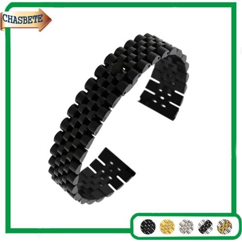 Stainless Steel Watch Band for Fossil Watchband 18mm 20mm 22mm Men Women Metal Strap Belt Wrist Loop Bracelet Black Silver + Pin
