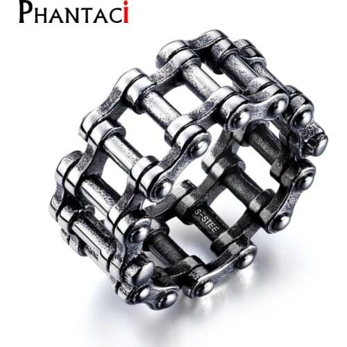 No Fade 316L Stainless Steel Chain Rings For Men Titanium Metal Finger Boy Rings Fashion Hiphop Cool Mens Jewelry High Quality