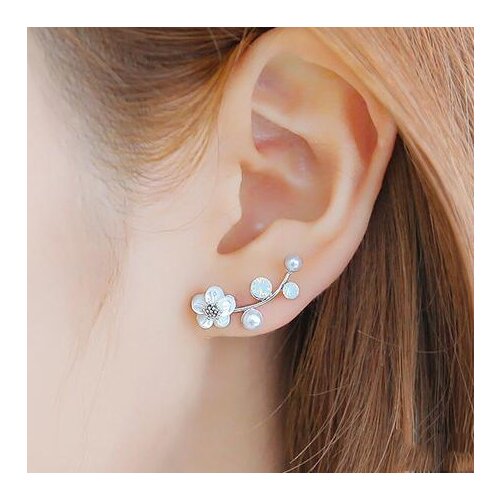 New Fashion Crystal Earrings For Women Pearls For Women Branch In the shape of seashells with flowers and pearls Earrings brinco