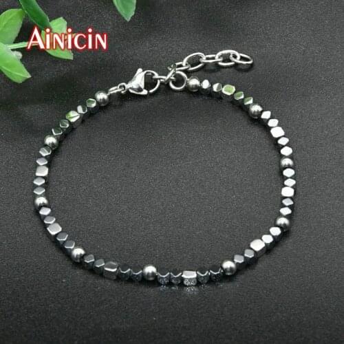 New Arrival 4mm Round Square Beads Stainless Steel Beaded Chain Bracelets For Men and Women Bracciale Jewelry