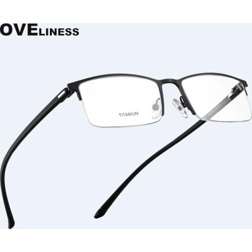 Fashion mens eyeglasses frames Optical Glasses Frame for Men Myopia Prescription eye glasses Titanium Alloy half Metal eyewear
