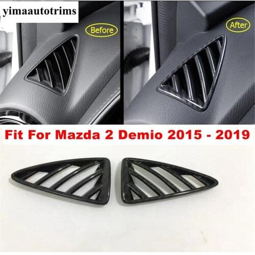 Dashboard Inside Air Conditioning AC Outlet Vent Decoration Cover Trim Fit For Mazda 2 Demio 2015 - 2019 ABS Carbon Fiber Look