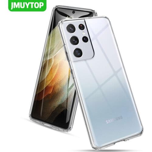 Luxury Transparent Shockproof Phone Case For Samsung Galaxy S21 Ultra 5G TPU Bumper Anti-drop With Scratch Proof Hard Back