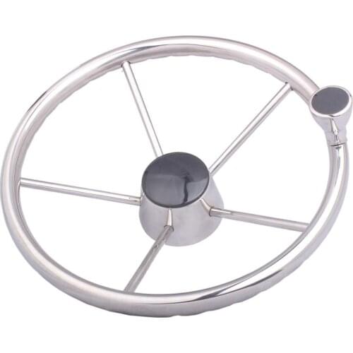 Boat Accessories Marine 13.5" Stainless Steel Destroyer Boat Steering Wheel 5 Spoke With Knob