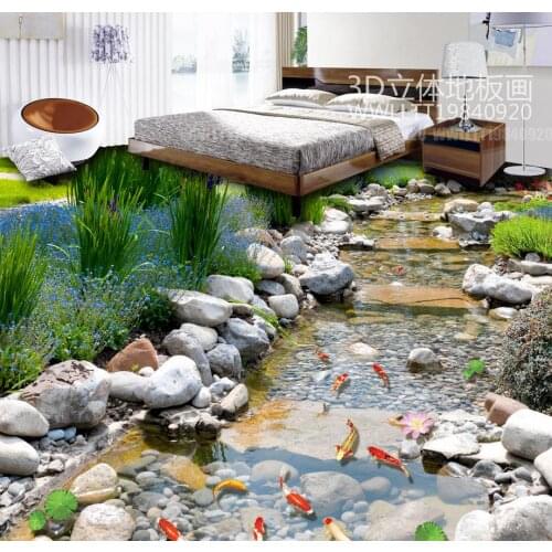 Floor wallpaper 3d for bathrooms liver fish Custom Photo self-adhesive 3D floor PVC waterproof floor
