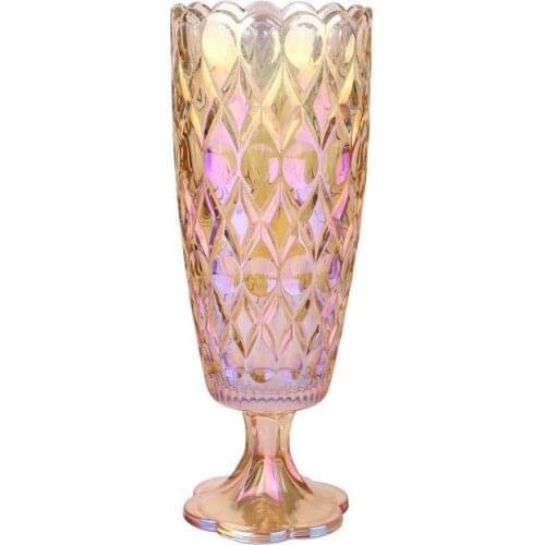 Home Decore Nordic Decoration Home Flower Vase Glass Vase Electroplating Color Vase Ornament Flower Arrangement Straight