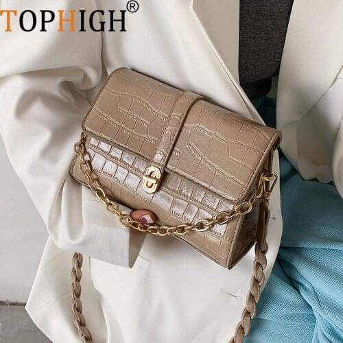 TOPHIGH New Bag Ins Hot Chain Crossbody Bags For Women 2021 Crocodile Pattern Shoulder Messenger Bag Fashion Original Purse