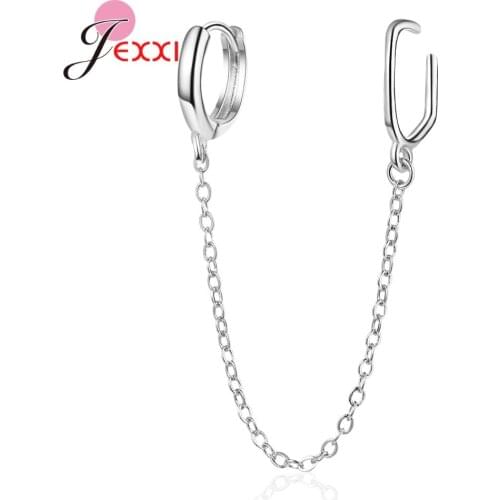 Trendy Gold Color Tassel 925 Sterling Silver Clip Earrings For Women Without Pierced Ear Cuff Chain Earrings 1 Pair