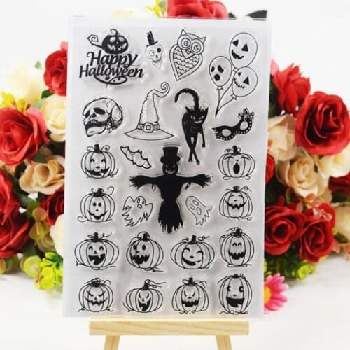 Halloween pumpkin head Transparent Clear Silicone Stamps for DIY Scrapbooking/Card Making/Kids Fun Decoration Supplies