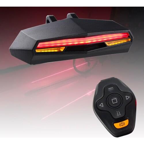 Bicycle Bike Rear LED Tail Light Wireless Remote Control Turn Signals Safety Warning Light ED-shipping USB Rechargeable Lamp