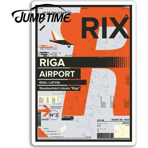 Jump Time for RIX Riga Airport Vinyl Stickers Latvia Travel Sticker Luggage Truck Window Bumper Decal Waterproof Accessories
