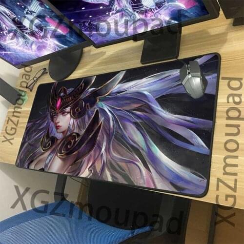 XGZ Large Gaming Mouse Pad Black Lock Edge Anime Watercolor Style Sexy Girl Custom Office Computer Keyboard Table Mat Non-slip