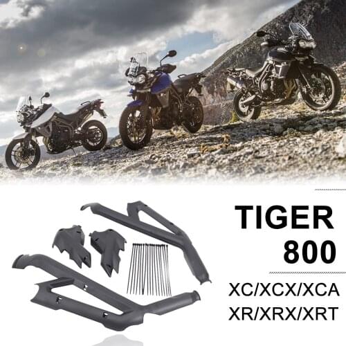 For Tiger 800 XC XCX XCA XR XRX XRT Motorcycle Frame Guard Protector Frame Cover Guard Parts A set Black Plastic