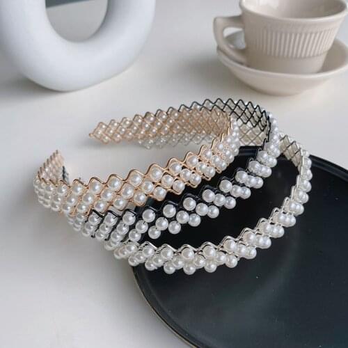 Fashion Pearl Design Headband Women Ladies White Hairband Makeup Wash Face Tool Korean Alloy Fashion Wedding Hair Accessories