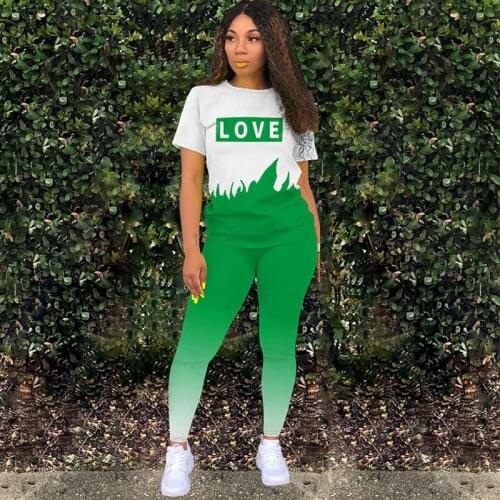 Women Print Letter 2 Piece Set Women Outfits Top Pants Two Pieces Sets 2021 Sports Jogger Female Overalls Clothing Womens Suit
