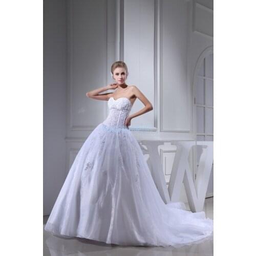 Free shipping arrival 2016 hot sweetheart custom size/color a-line ball gown bridal dress small train white new wedding dress