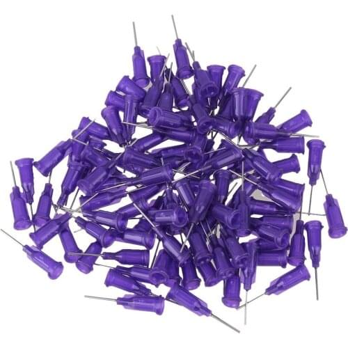 1/2" Plastic Spiral 21Ga Purple Connector Stainless Steel Adhesive Glue Dispensing Needles Tip Pack of 100