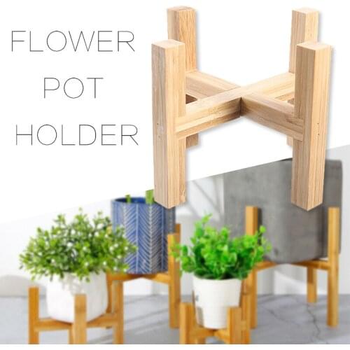 1pc Flower Pot Holder Wooden Shelf Rack for Office Home Stand Plant Flower Pot Holder 14.3x11cm/19.3x16cm