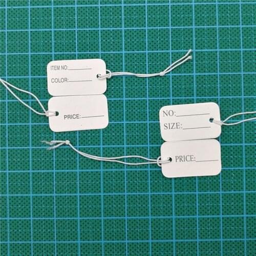 1000pcs white paper Price Tags with Elastic String Hang Price Tags label for Jewelry