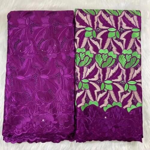 2.5+2.5Yards Swiss Voile Lace In Switzerland Dubai Fabric High Quality 100%Cotton Dry Embroidery Lace African Swiss Lace Fabric