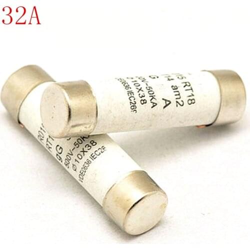 20pcs/lot POWDER-FILLED CARTRIDGE CYLINDRICAL FUSE RO15 Ceramic insurance pipe 10*38 32A 500V RT14 RT18 aM2 RT19 Ceramic fuse