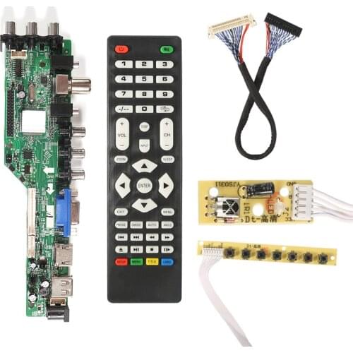 3663 New Digital Signal DVB-T2 DVB-T DVB-C Universal LCD TV Controller Driver Board+7 Key Button+ 1Ch6bit40pin 3463A Russian v56